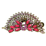 Haarspange Pfau Vintage Metall Strass rosa pink gold 5682a
